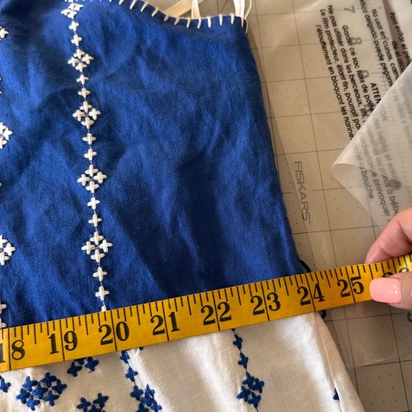 Farm Rio NWT SZXL The Jungle Scarf Blue White Embroidered Halter Maxi Dress Belt - Picture 13 of 16